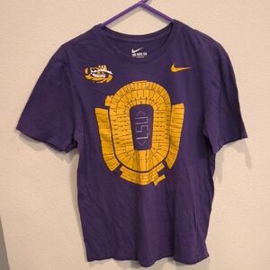 Nike Purple Tee with Gold LSU Stadium Graphic Size L